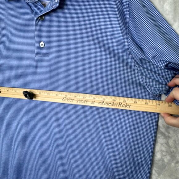 FootJoy Polo Mens L Blue White Houndstooth Check Short Sleeve Stretch Golf - Picture 7 of 10